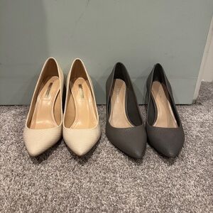 Set of 2 BCBGeneration Size 6.5 Cream and Gray Heels
